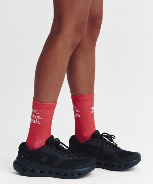 FLOW RUNNING CREW SOCKS - 5 COLORS PINK