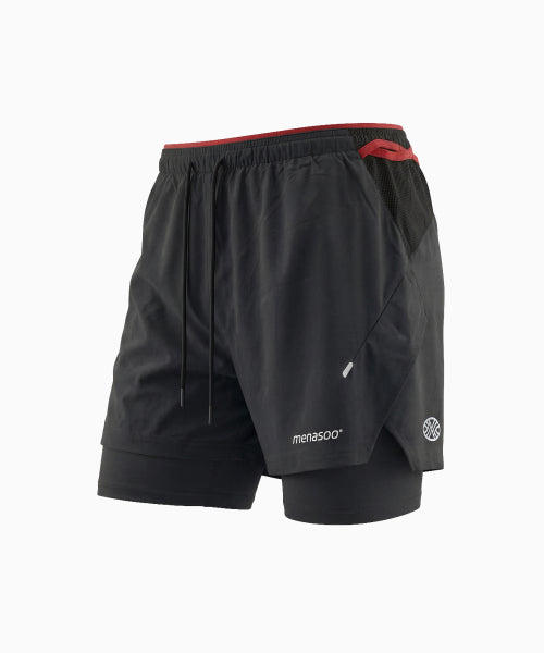 UNISEX MULTI SPORT TWO IN ONE RUNNING SHORTS - 3 COLORS BLACK