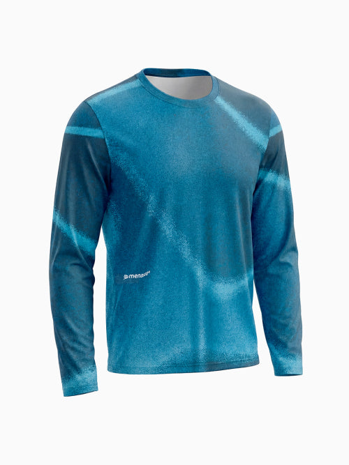 FLOW GRAPHIC LONG SLEEVE T SHIRT - 3 COLORS BLUE