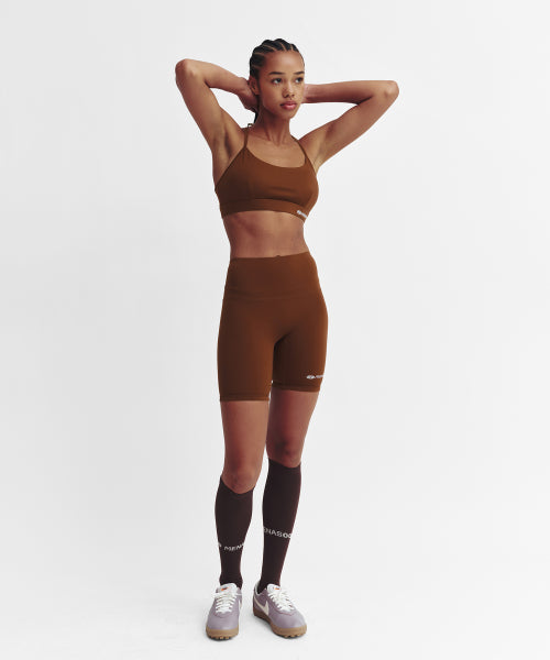 CROSS STRAP BRA TOP - 4 COLORS BROWN
