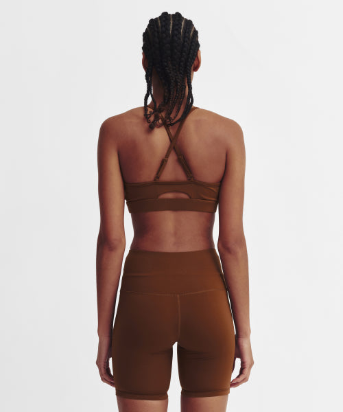 CROSS STRAP BRA TOP - 4 COLORS BROWN