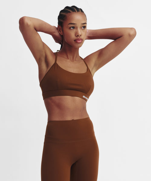CROSS STRAP BRA TOP - 4 COLORS BROWN