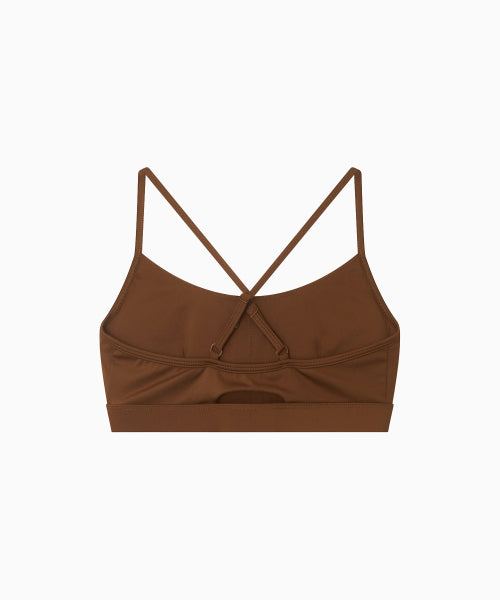 CROSS STRAP BRA TOP - 4 COLORS BROWN