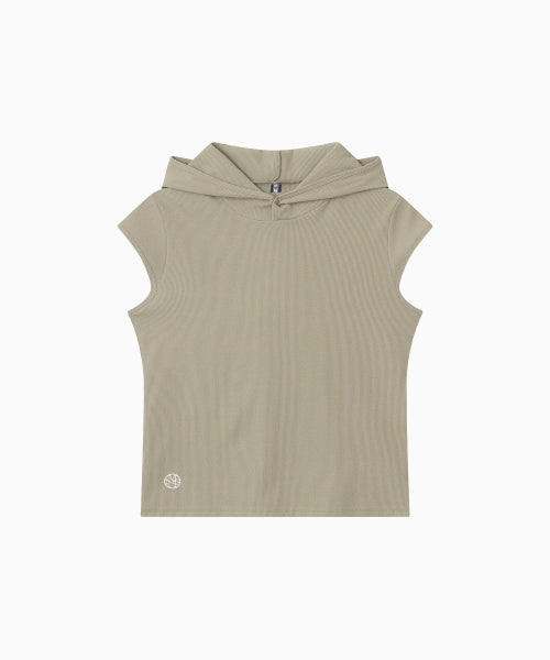 MOVE HOOD RIBBED TOP - 3 COLORS BEIGE