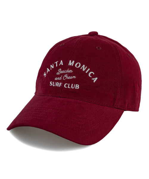 SANTA MONICA COTTON BALL CAP-RED - 12 COLORS WINE