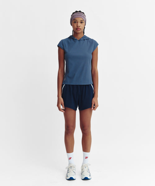 MOVE HOOD RIBBED TOP - 3 COLORS BLUE