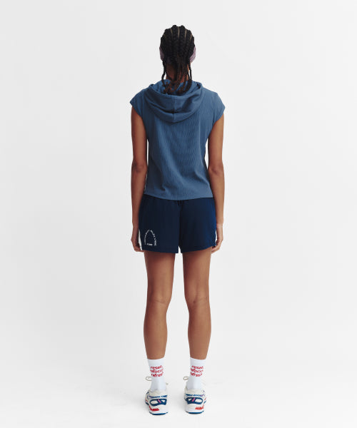 MOVE HOOD RIBBED TOP - 3 COLORS BLUE