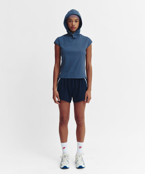 MOVE HOOD RIBBED TOP - 3 COLORS BLUE