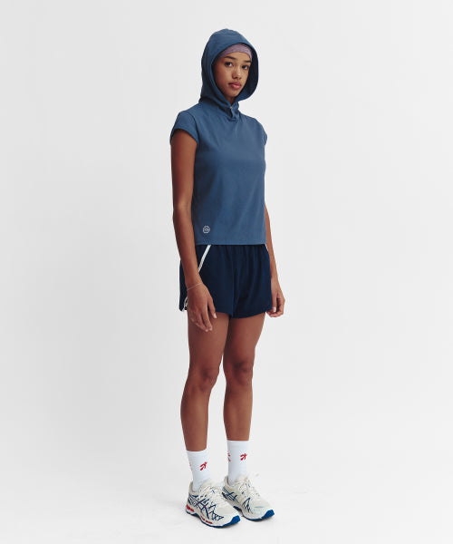 MOVE HOOD RIBBED TOP - 3 COLORS BLUE