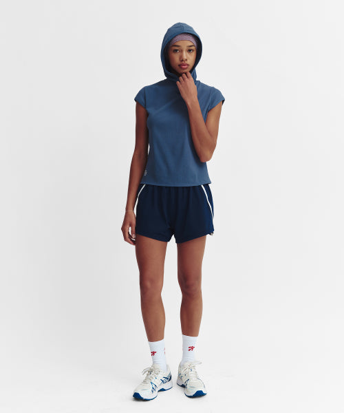 MOVE HOOD RIBBED TOP - 3 COLORS BLUE
