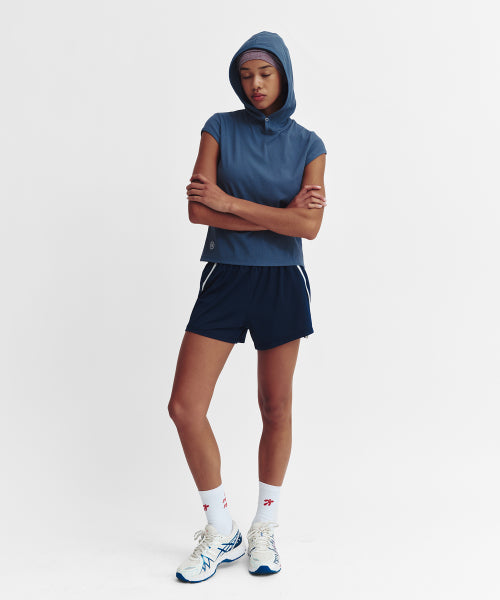 MOVE HOOD RIBBED TOP - 3 COLORS BLUE