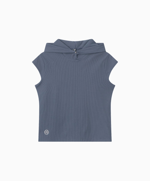 MOVE HOOD RIBBED TOP - 3 COLORS BLUE