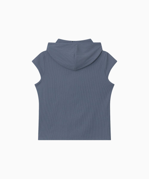MOVE HOOD RIBBED TOP - 3 COLORS BLUE