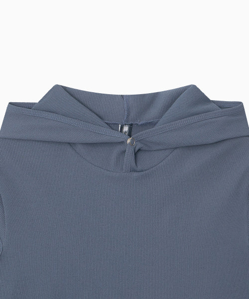 MOVE HOOD RIBBED TOP - 3 COLORS BLUE