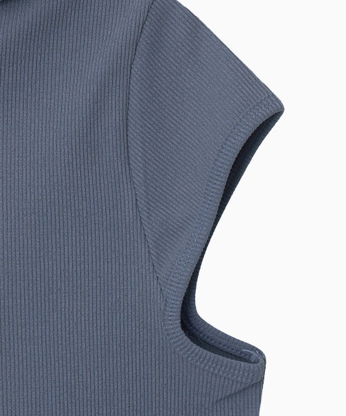 MOVE HOOD RIBBED TOP - 3 COLORS BLUE