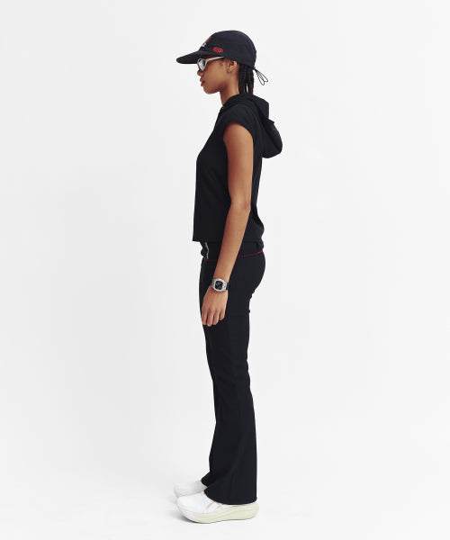MOVE HOOD RIBBED TOP - 3 COLORS BLACK