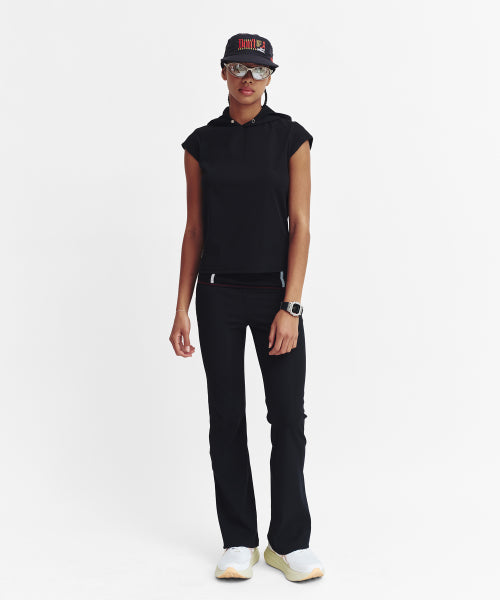 MOVE HOOD RIBBED TOP - 3 COLORS BLACK