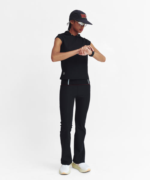 MOVE HOOD RIBBED TOP - 3 COLORS BLACK