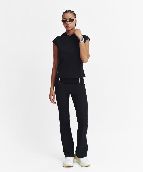 MOVE HOOD RIBBED TOP - 3 COLORS BLACK