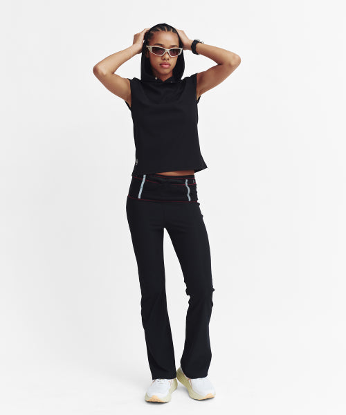 MOVE HOOD RIBBED TOP - 3 COLORS BLACK
