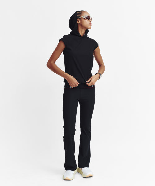 MOVE HOOD RIBBED TOP - 3 COLORS BLACK