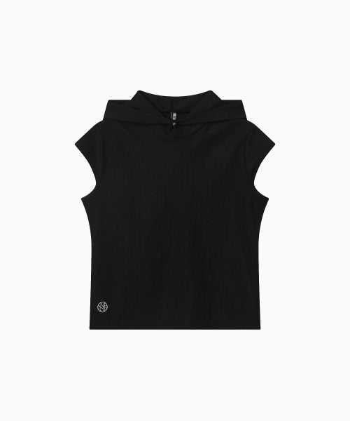 MOVE HOOD RIBBED TOP - 3 COLORS BLACK