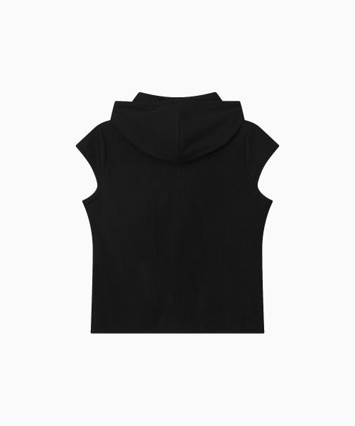 MOVE HOOD RIBBED TOP - 3 COLORS BLACK