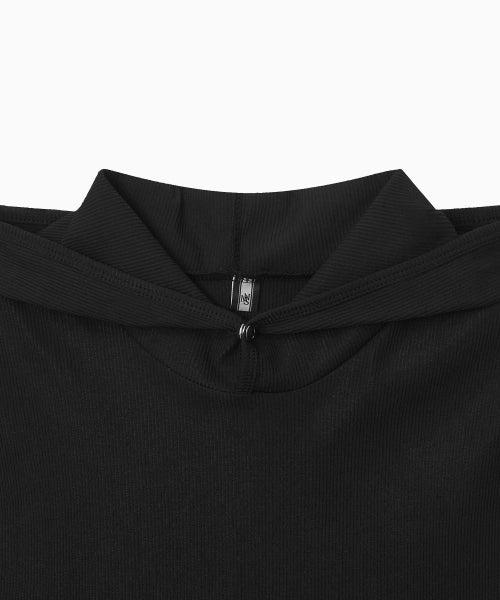 MOVE HOOD RIBBED TOP - 3 COLORS BLACK
