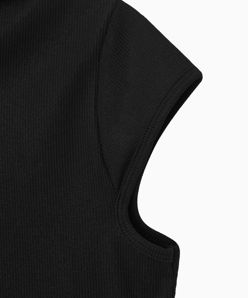 MOVE HOOD RIBBED TOP - 3 COLORS BLACK