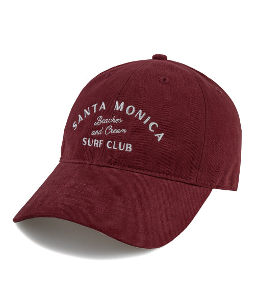 SANTA MONICA COTTON BALL CAP-RED - 12 COLORS BURGUNDY