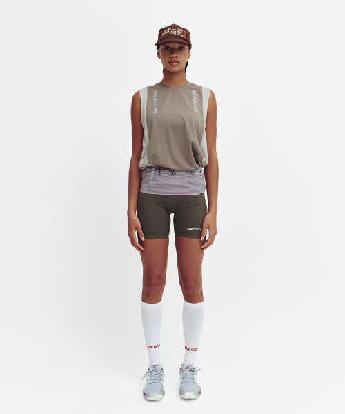 REFOCUS MESH SLEEVELESS TOP - 6 COLORS KHAKI