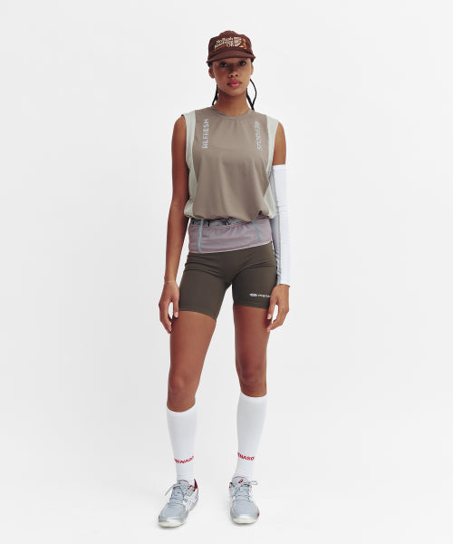 REFOCUS MESH SLEEVELESS TOP - 6 COLORS KHAKI