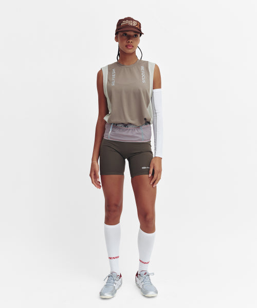 REFOCUS MESH SLEEVELESS TOP - 6 COLORS KHAKI
