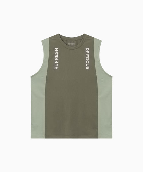 REFOCUS MESH SLEEVELESS TOP - 6 COLORS KHAKI
