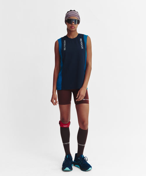 REFOCUS MESH SLEEVELESS TOP - 6 COLORS NAVY