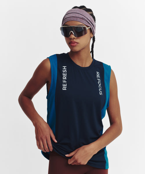 REFOCUS MESH SLEEVELESS TOP - 6 COLORS NAVY