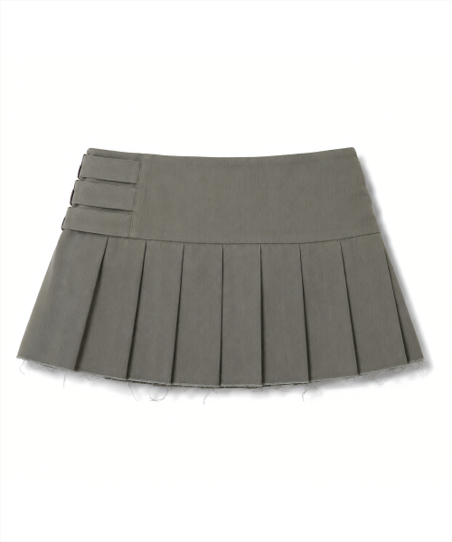 EYELET PLEATS SKIRT KHAKI