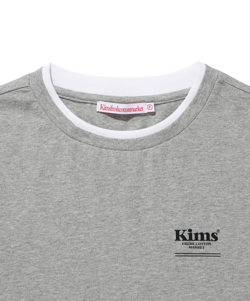 MINI BAM LINE NECK SLEEVE LAYERED T-SHIRT - 3 COLORS GREY