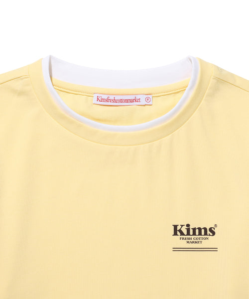 MINI BAM LINE NECK SLEEVE LAYERED T-SHIRT - 3 COLORS YELLOW