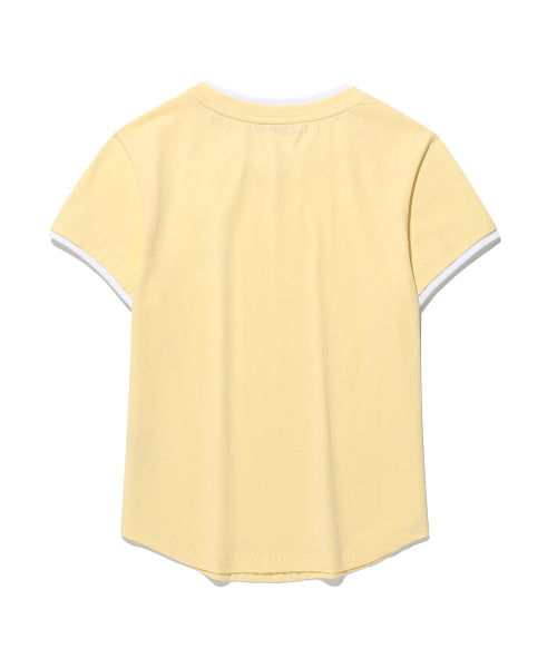 MINI BAM LINE NECK SLEEVE LAYERED T-SHIRT - 3 COLORS YELLOW