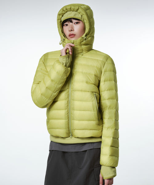 WOMENS SHEER HOODED LIGHT DOWN JACKET #韓韶禧同款! - 8 COLORS YELLOW