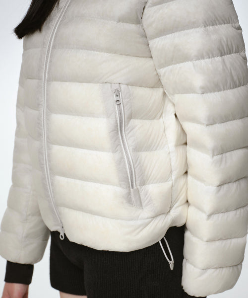 WOMENS SHEER HOODED LIGHT DOWN JACKET #韓韶禧同款! - 8 COLORS IVORY