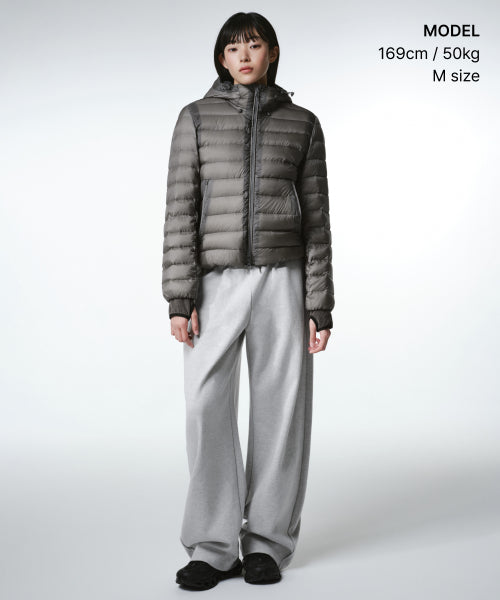 WOMENS SHEER HOODED LIGHT DOWN JACKET #韓韶禧同款! - 8 COLORS GREY