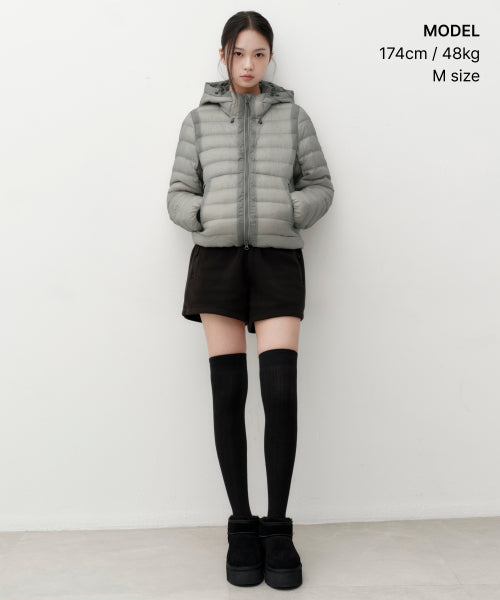 WOMENS SHEER HOODED LIGHT DOWN JACKET #韓韶禧同款! - 8 COLORS LIGHT GREY