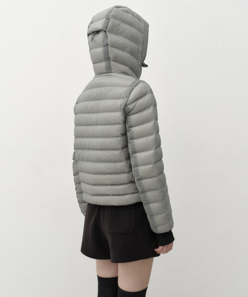 WOMENS SHEER HOODED LIGHT DOWN JACKET #韓韶禧同款! - 8 COLORS LIGHT GREY
