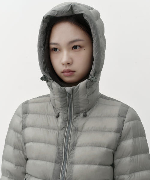 WOMENS SHEER HOODED LIGHT DOWN JACKET #韓韶禧同款! - 8 COLORS LIGHT GREY
