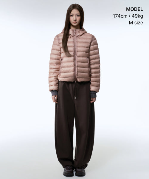 WOMENS SHEER HOODED LIGHT DOWN JACKET #韓韶禧同款! - 8 COLORS PINK