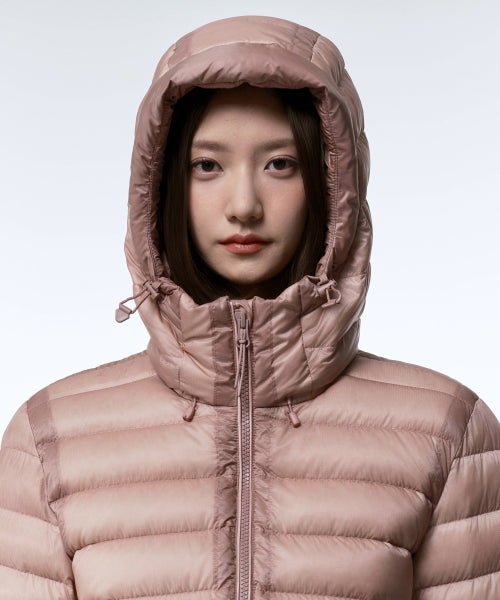 WOMENS SHEER HOODED LIGHT DOWN JACKET #韓韶禧同款! - 8 COLORS PINK