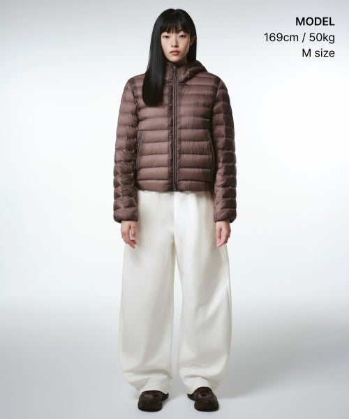 WOMENS SHEER HOODED LIGHT DOWN JACKET #韓韶禧同款! - 8 COLORS RED