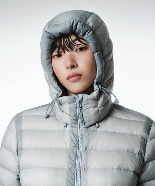 WOMENS SHEER HOODED LIGHT DOWN JACKET #韓韶禧同款! - 8 COLORS BLUE
